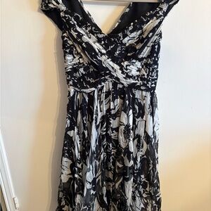 Elegant Black and White Floral Tadashi Dress